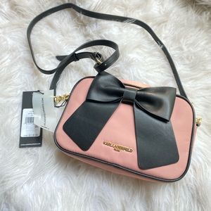 Karl Lagerfeld Paris Pink Black Bow Crossbody NWT